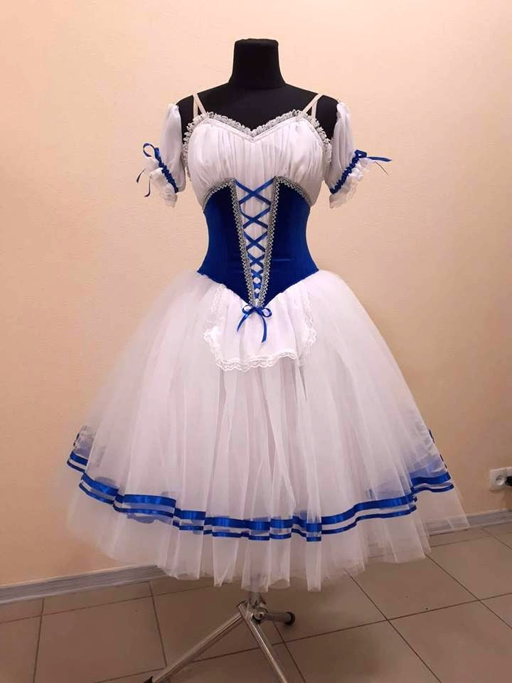 Giselle White and Blue Romantic Tutu, Dancewear by Patricia, Russian Romantic Tutu