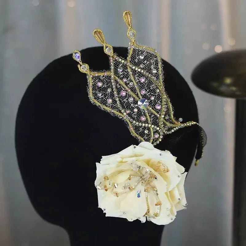 Ivory Rose and Golden Comb Tiara