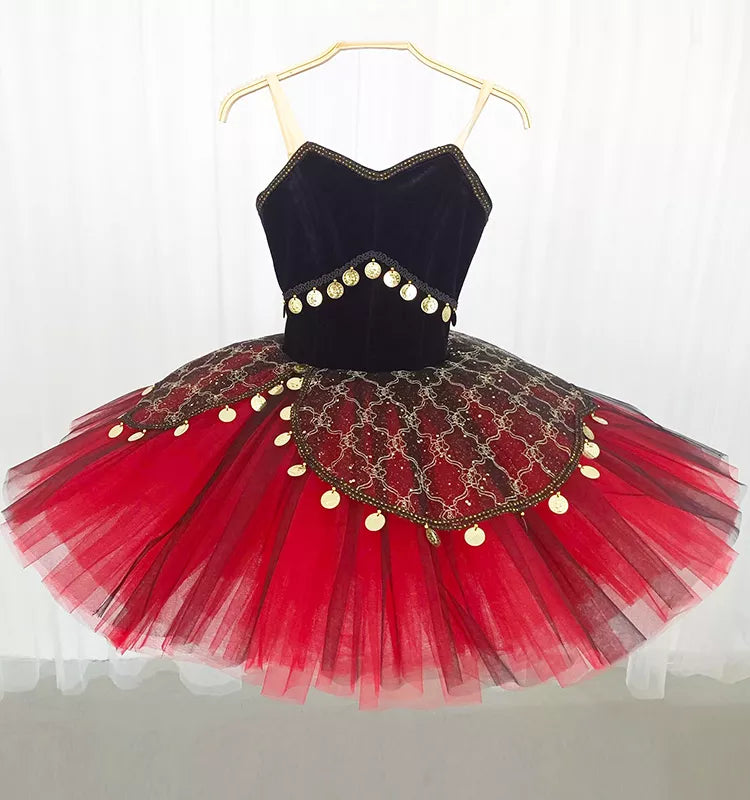 red and black tutu dress Red and Black Tulle Skirt: Flamenco Fire Satin Ribbon Tutu, Verne
