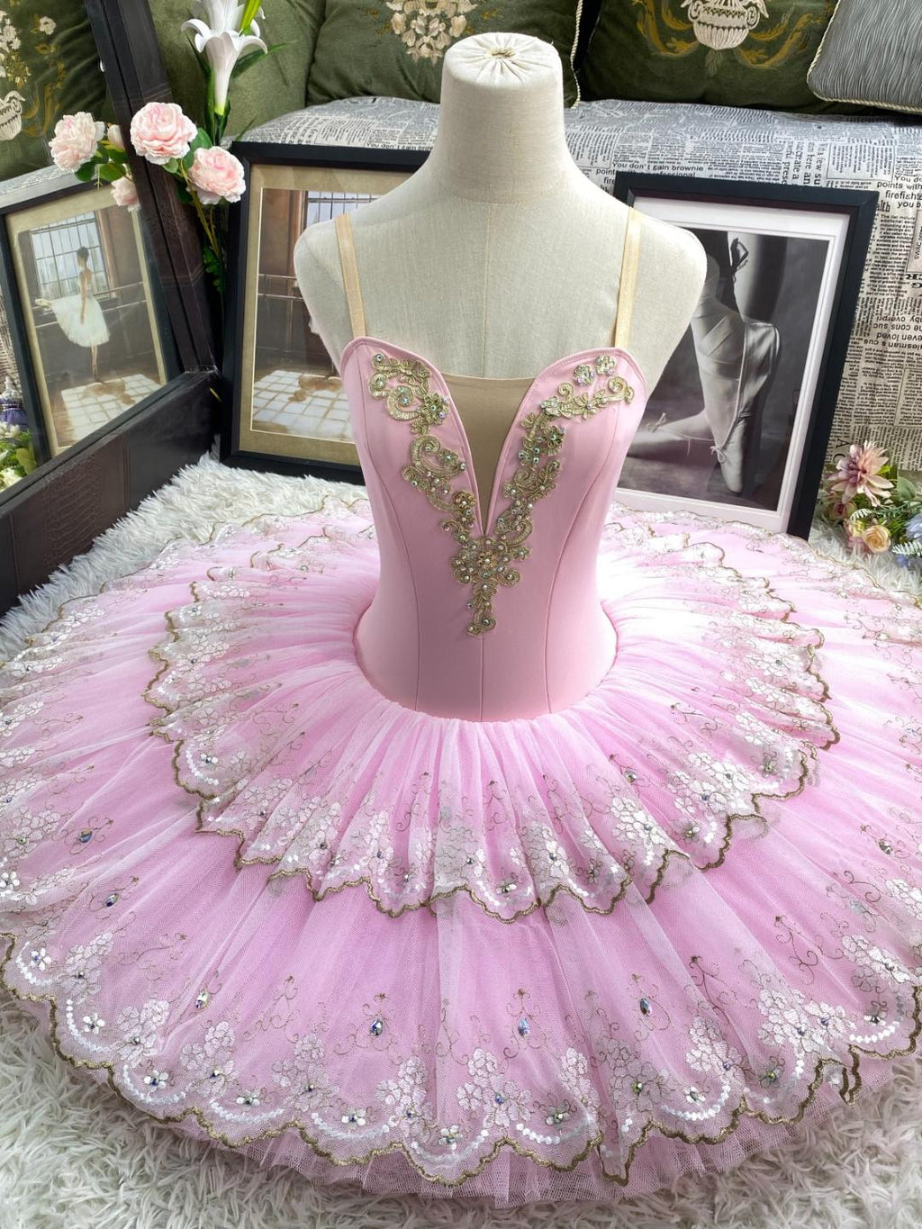 Or professionnel classique crêpe tutu magnifique or ballet compétition tutu  professionnel Ballet Tutu Costumes pour women254v