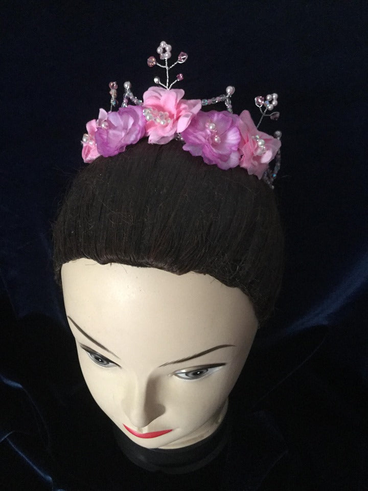 Pink Flowers Ballet Headpiece - Dancewear by Patricia